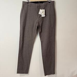 Vince Men's Pants Griffith Dress Slim Fit Brown Micro Plaid 33 NEW